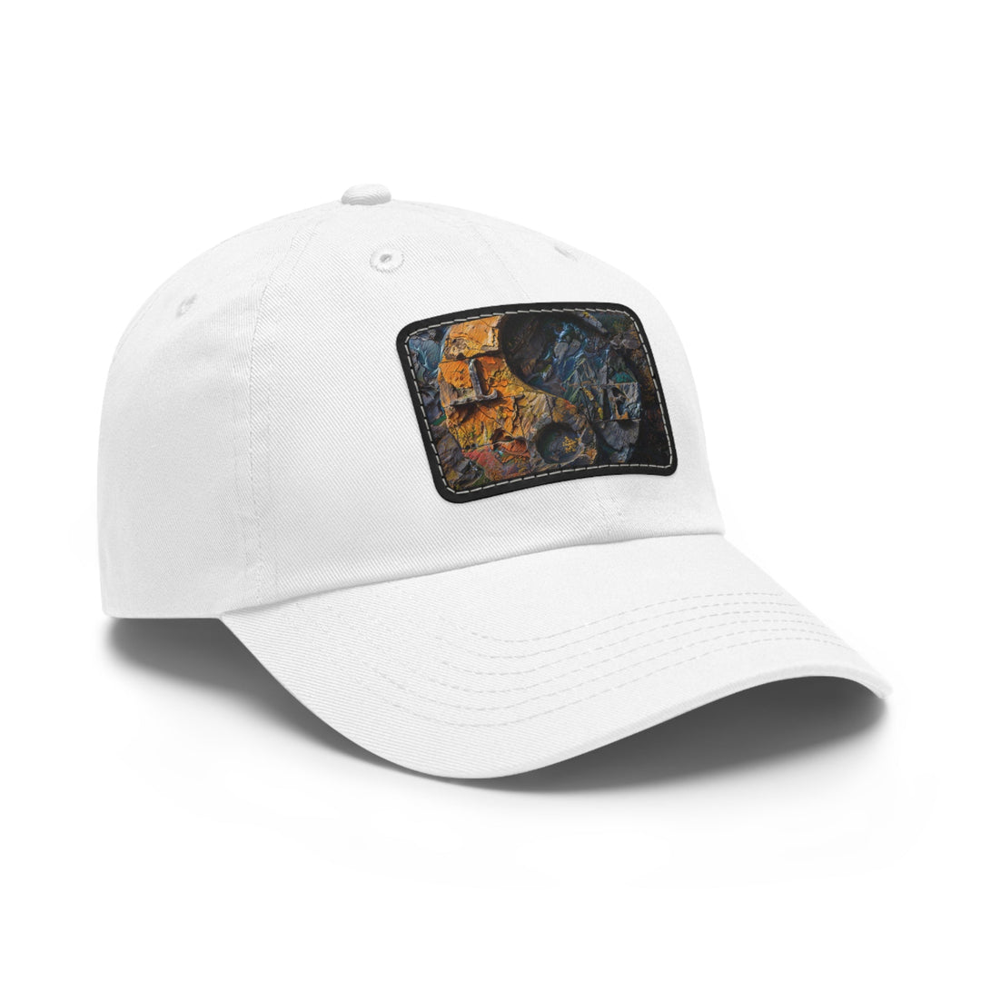 Autumn Geometric Contrast - Dad Hat - Hats - g(0D·IO) - White / Black patch - Rectangle - One size