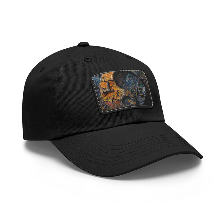 Autumn Geometric Contrast - Dad Hat - Hats - g(0D·IO) - White / Black patch - Rectangle - One size