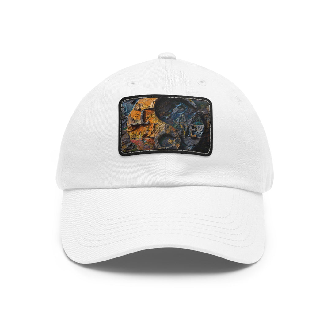 Autumn Geometric Contrast - Dad Hat - Hats - g(0D·IO) - White / Black patch - Rectangle - One size