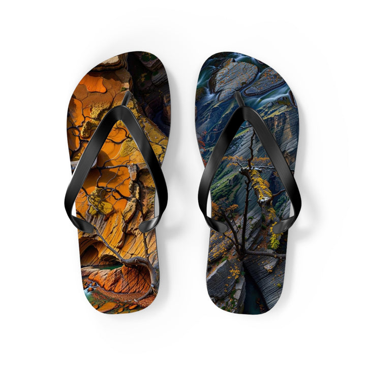 Autumn Geometric Contrast - Flip Flops - Shoes - g(0D·IO) - M - Black sole -