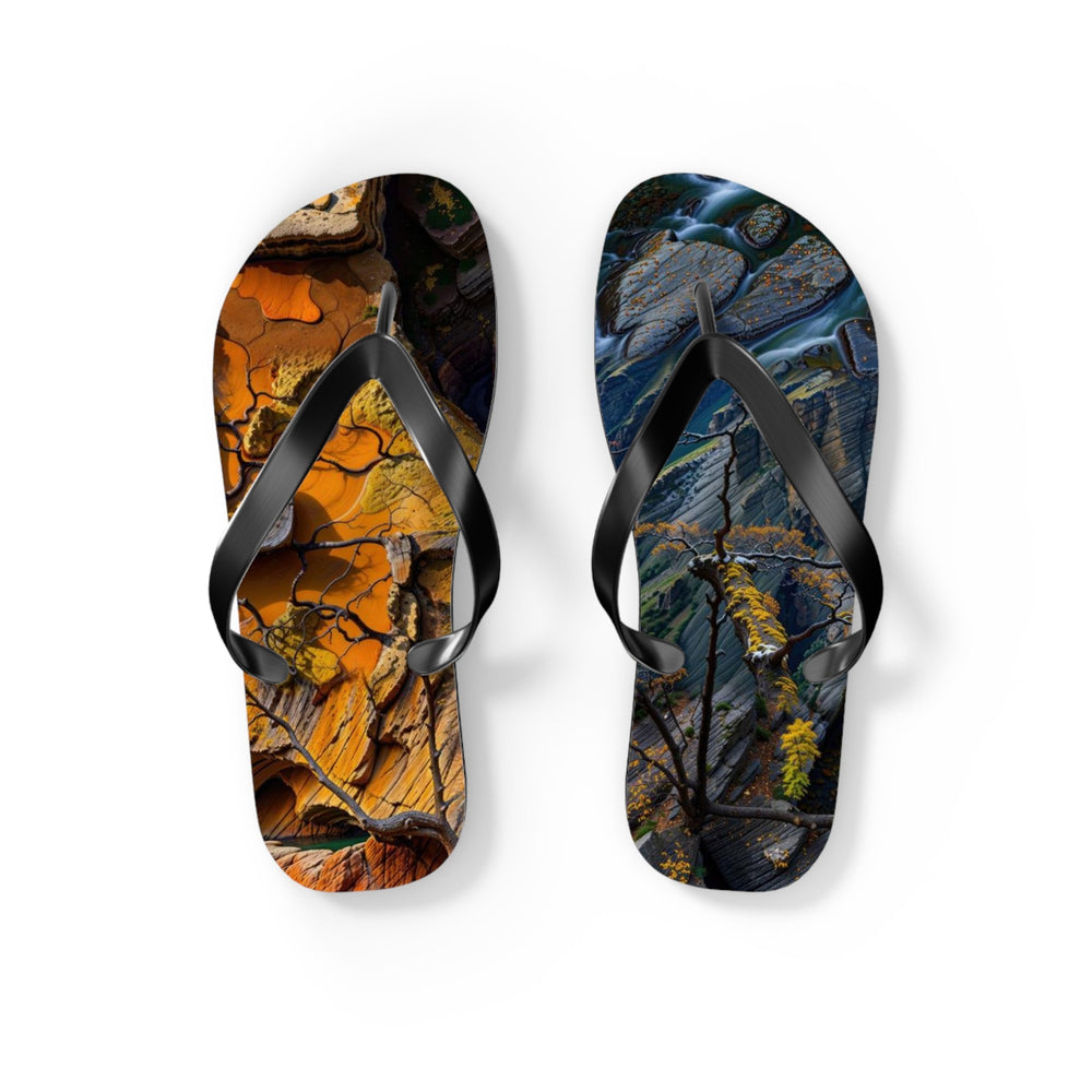 Autumn Geometric Contrast - Flip Flops - Shoes - g(0D·IO) - S - Black sole -