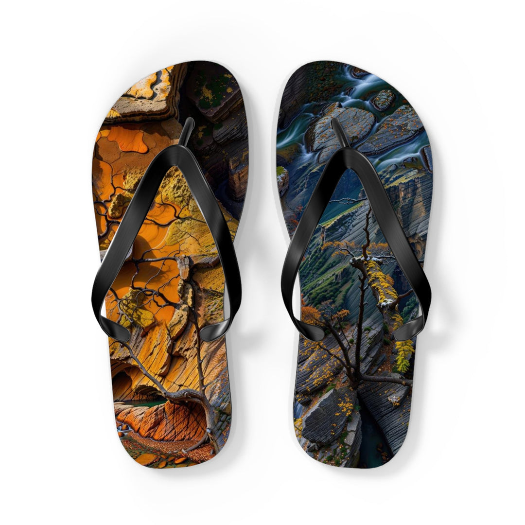 Autumn Geometric Contrast - Flip Flops - Shoes - g(0D·IO) - L - Black sole -