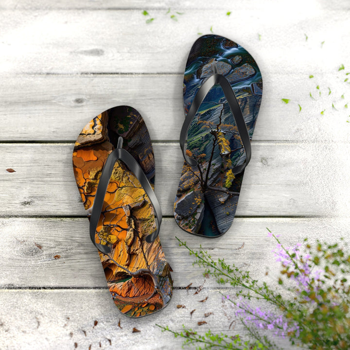 Autumn Geometric Contrast - Flip Flops - Shoes - g(0D·IO) - XL - Black sole -