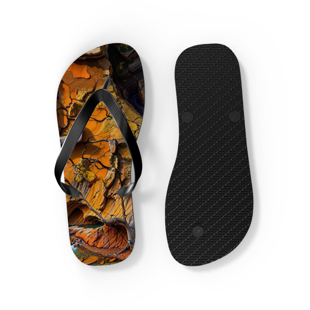 Autumn Geometric Contrast - Flip Flops - Shoes - g(0D·IO) - XL - Black sole -