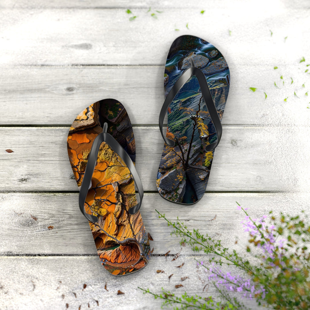 Autumn Geometric Contrast - Flip Flops - Shoes - g(0D·IO) - XL - Black sole -