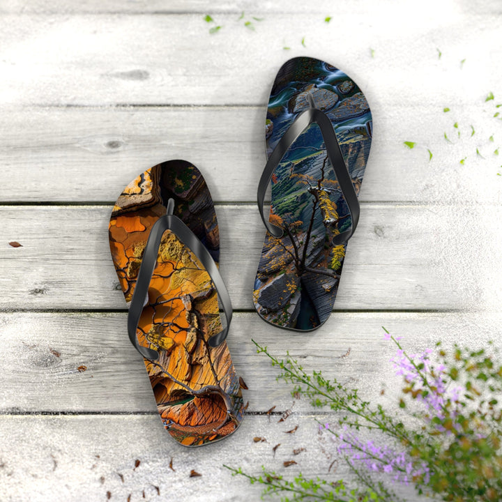 Autumn Geometric Contrast - Flip Flops - Shoes - g(0D·IO) - XL - Black sole -