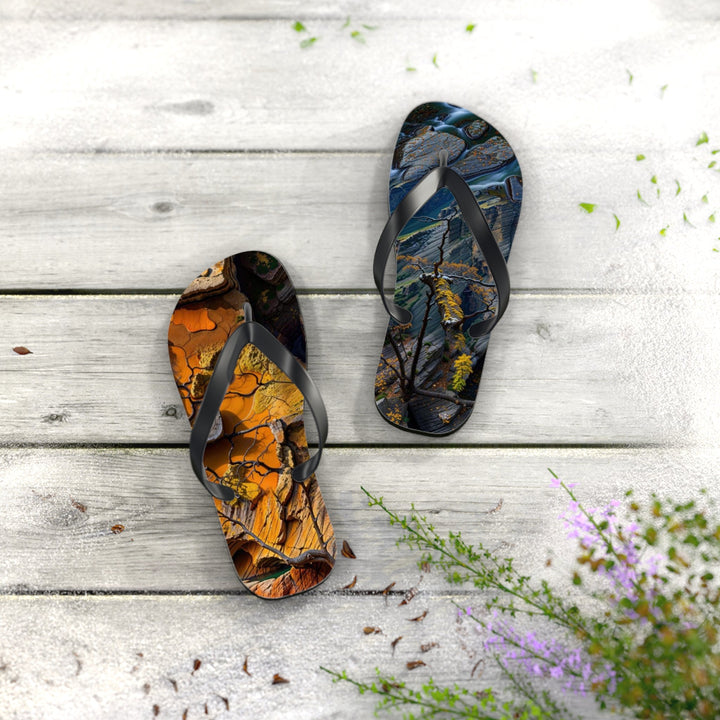 Autumn Geometric Contrast - Flip Flops - Shoes - g(0D·IO) - XL - Black sole -