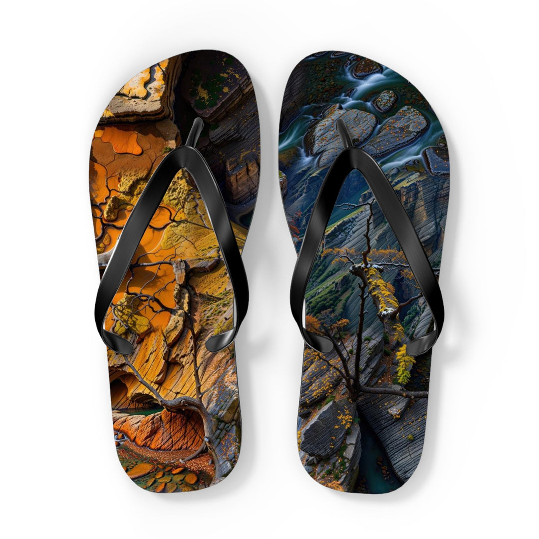 Autumn Geometric Contrast - Flip Flops - Shoes - g(0D·IO) - XL - Black sole -