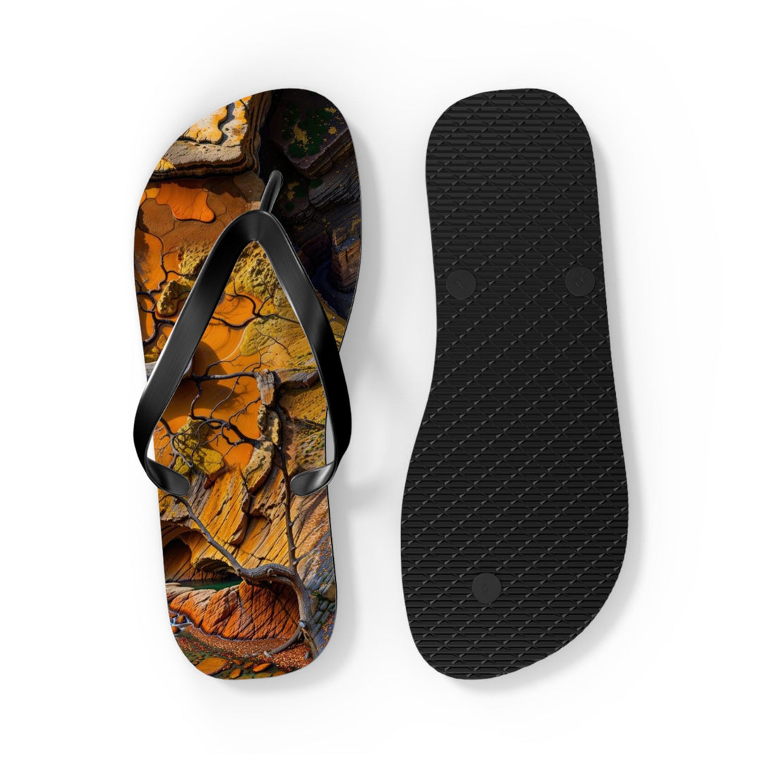 Autumn Geometric Contrast - Flip Flops - Shoes - g(0D·IO) - XL - Black sole -