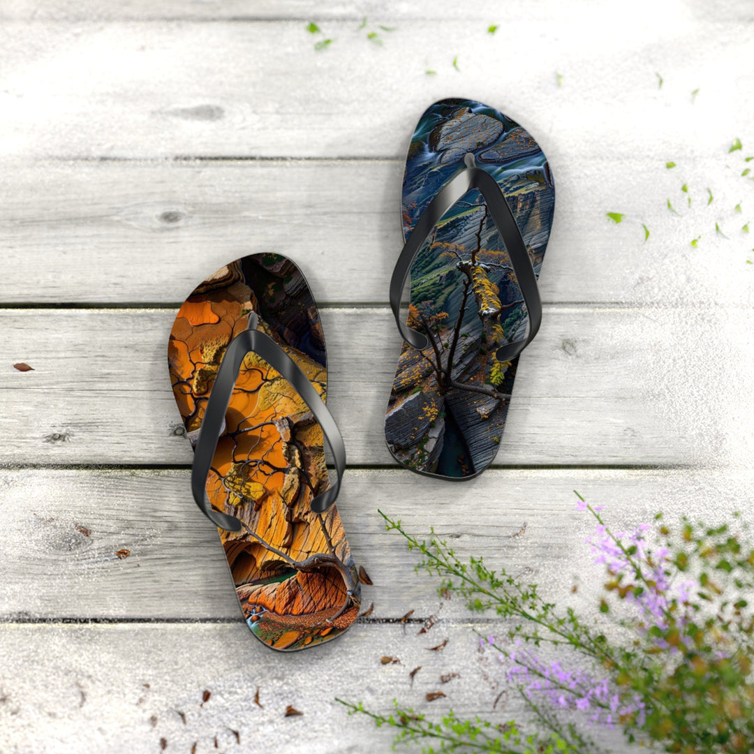 Autumn Geometric Contrast - Flip Flops - Shoes - g(0D·IO) - XL - Black sole -