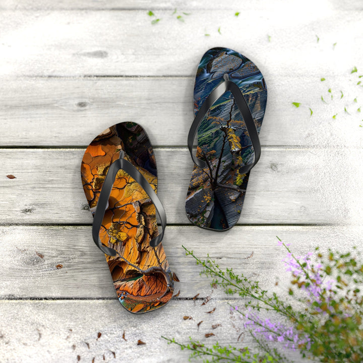Autumn Geometric Contrast - Flip Flops - Shoes - g(0D·IO) - XL - Black sole -