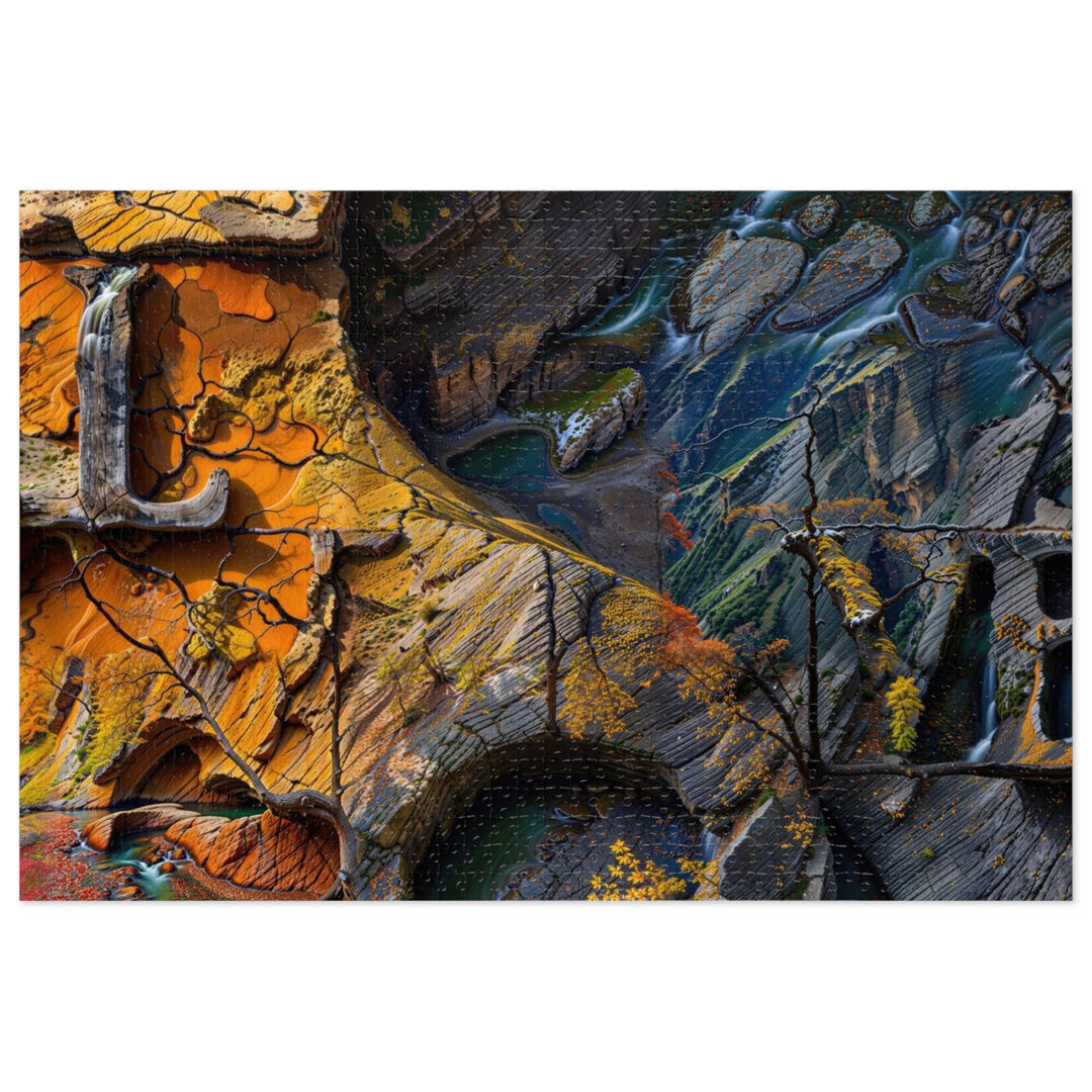 Autumn Geometric Contrast - Jigsaw Puzzle (100, 252, 500, 1000 pieces) - Puzzle - g(0D·IO) - 29.25" × 19.75" (1000 pcs) - -