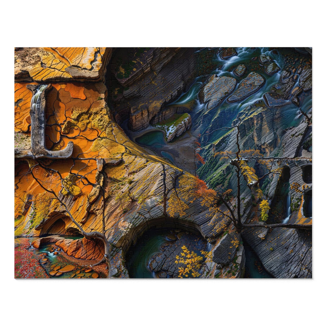 Autumn Geometric Contrast - Jigsaw Puzzle (100, 252, 500, 1000 pieces) - Puzzle - g(0D·IO) - 14" × 11" (252 pcs) - -