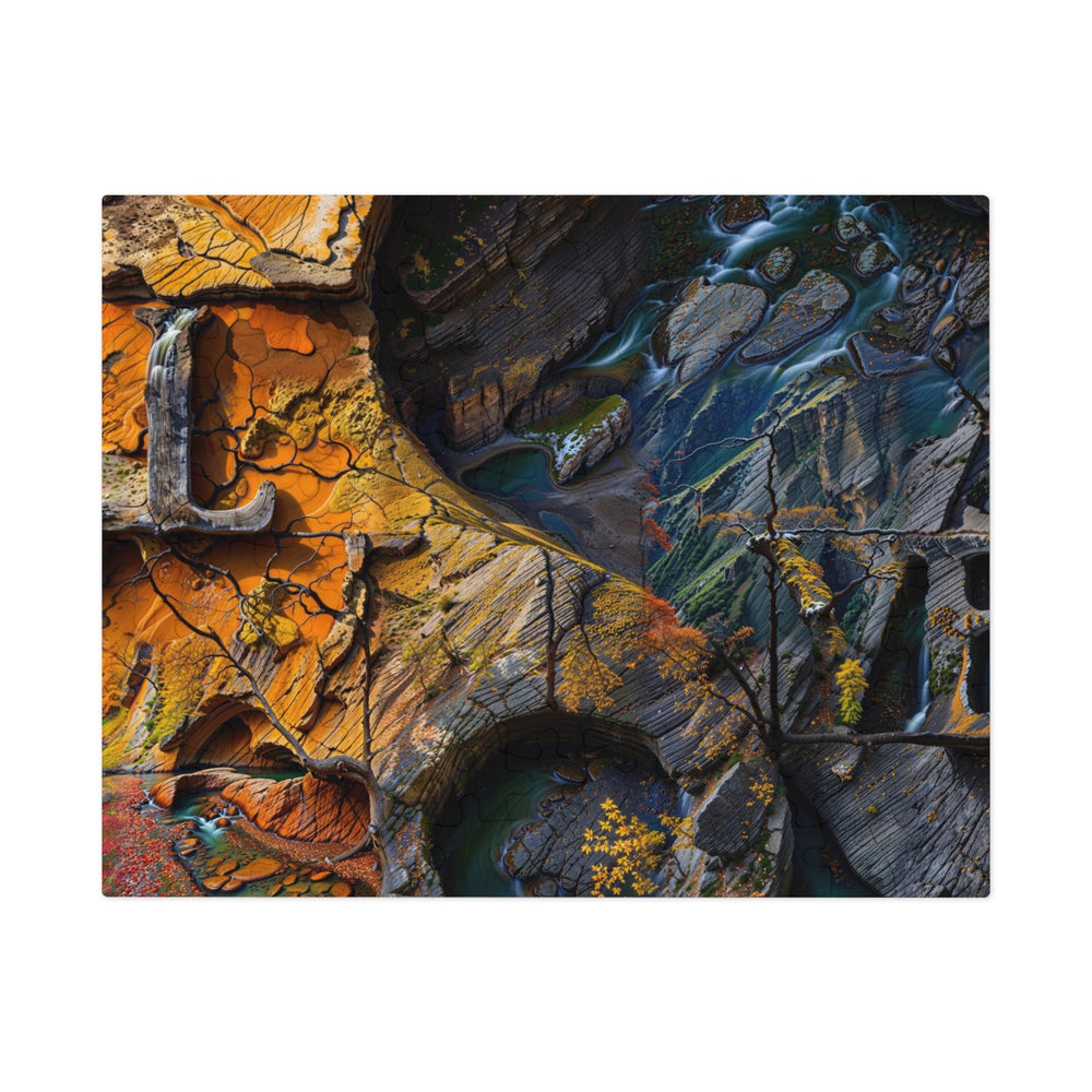 Autumn Geometric Contrast - Jigsaw Puzzle (100, 252, 500, 1000 pieces) - Puzzle - g(0D·IO) - 9.6" × 8" (110 pcs) - -