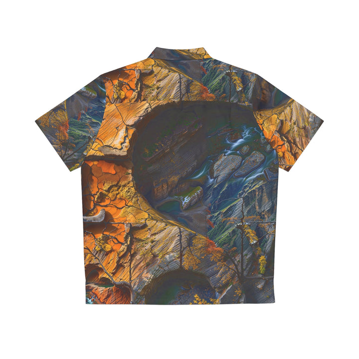Autumn Geometric Contrast - Men's Hawaiian Shirt - All Over Prints - g(0D·IO) - S - Black -