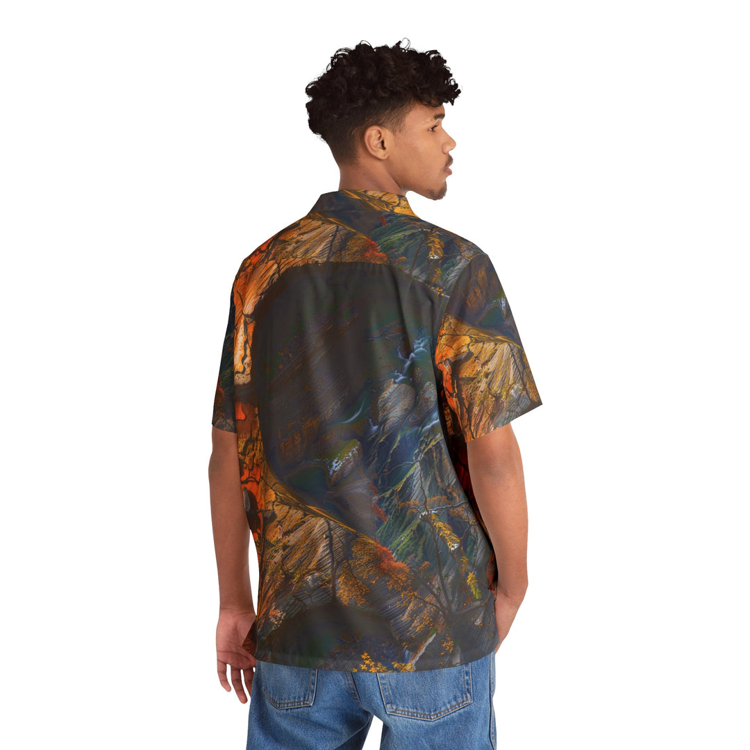 Autumn Geometric Contrast - Men's Hawaiian Shirt - All Over Prints - g(0D·IO) - S - Black -