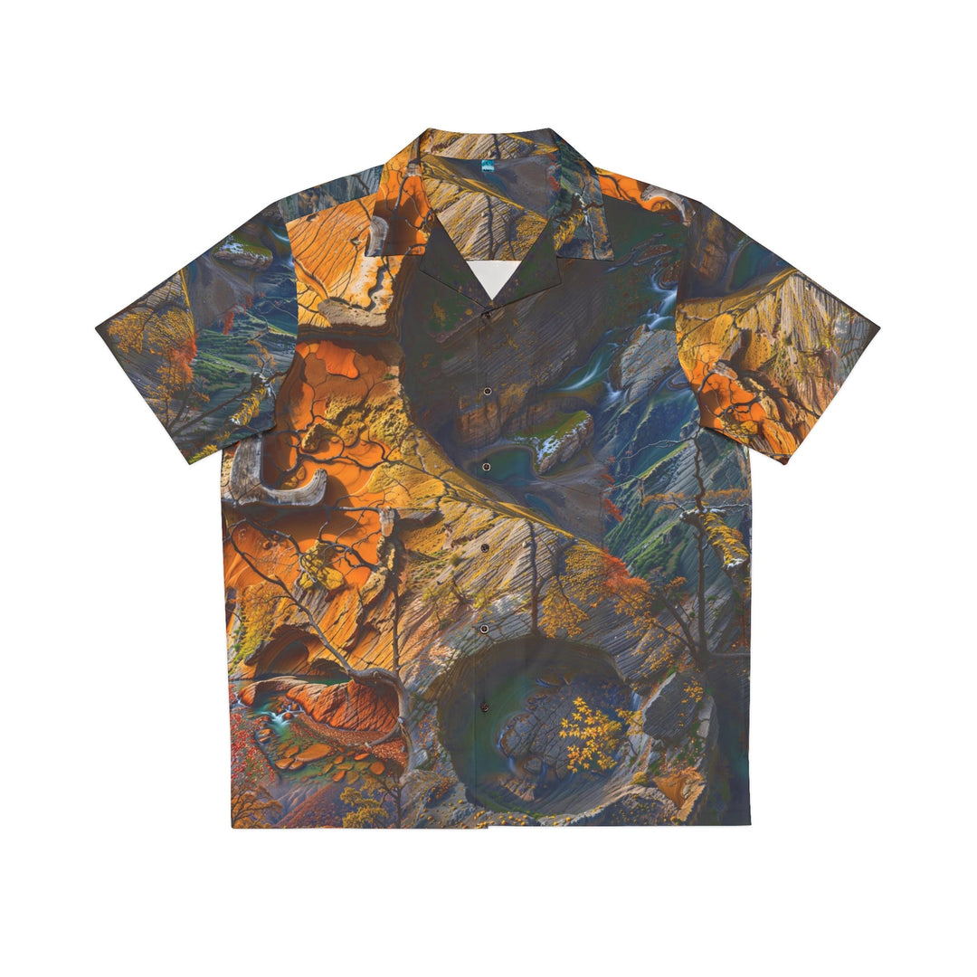 Autumn Geometric Contrast - Men's Hawaiian Shirt - All Over Prints - g(0D·IO) - S - Black -