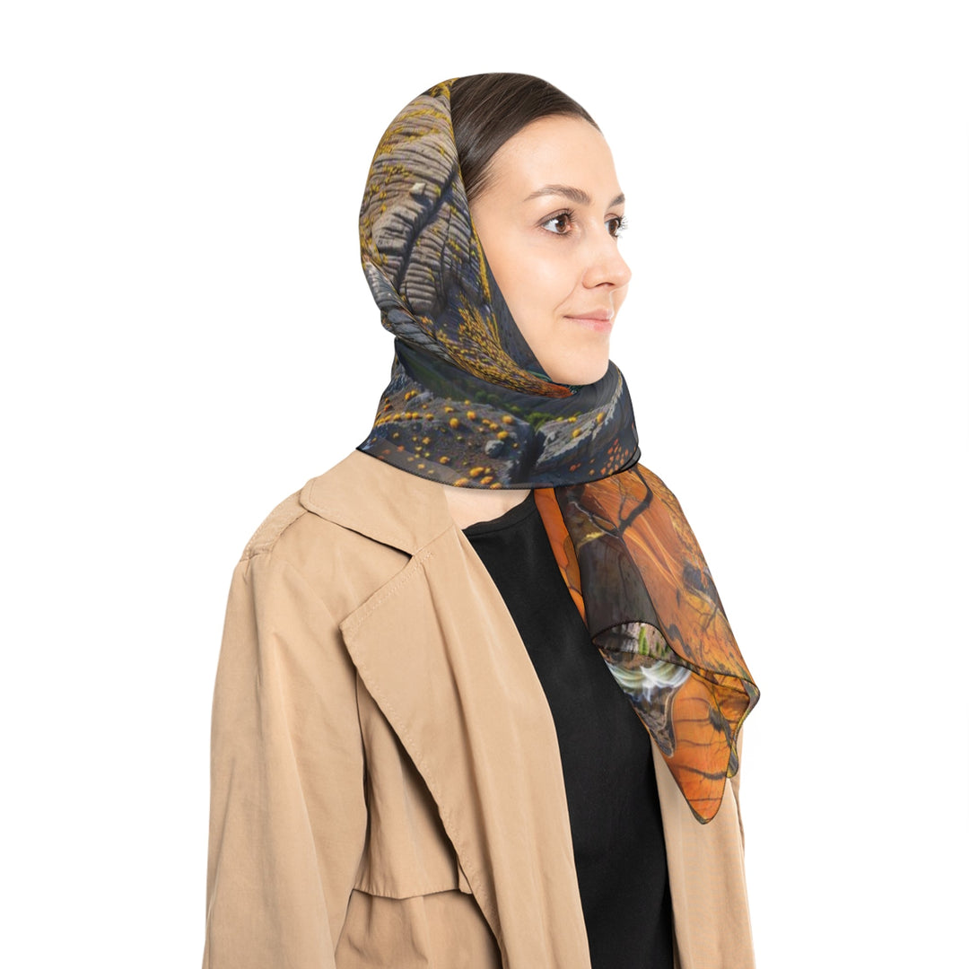 Autumn Geometric Contrast - Poly Scarf - Accessories - g(0D·IO) - Poly chiffon - 50" × 50" -