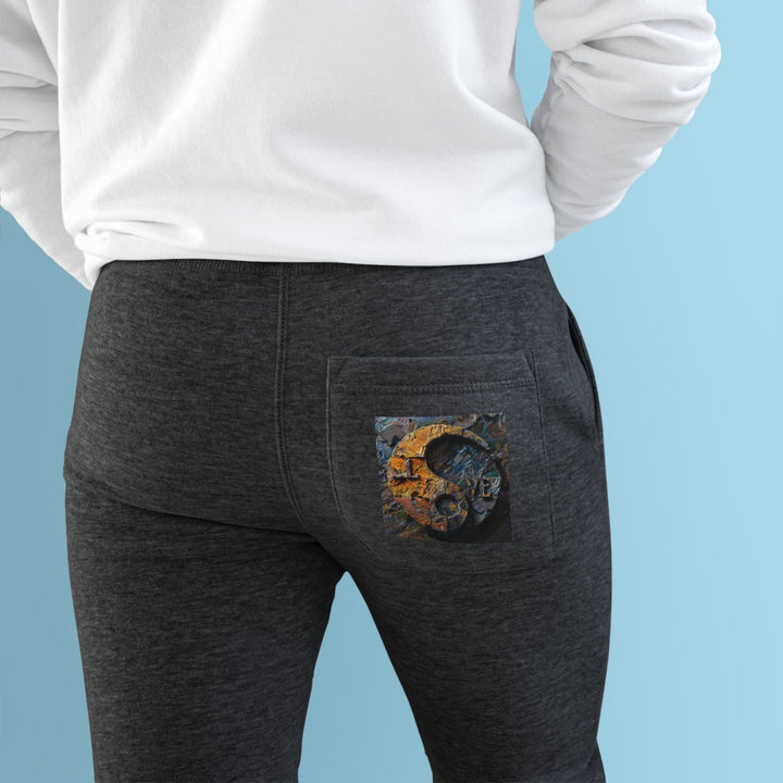 Autumn Geometric Contrast - Premium Fleece Joggers - Trousers - g(0D·IO) - Charcoal Heather - M -