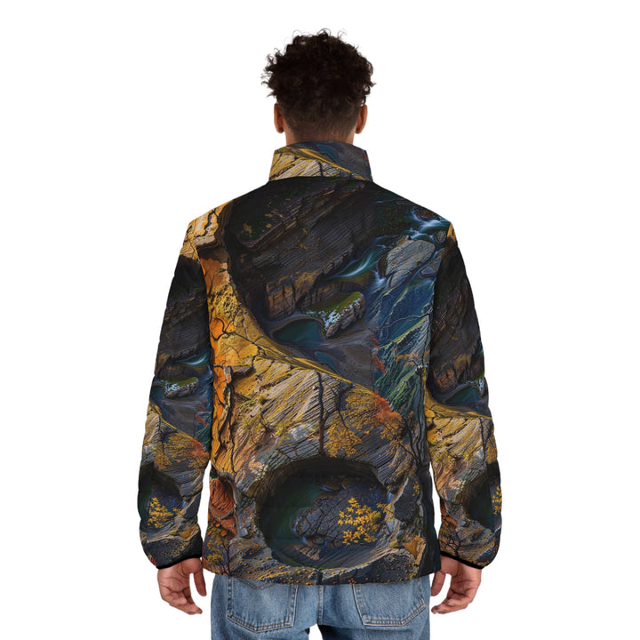 Autumn Geometric Contrast - Puffer Jacket - All Over Prints - g(0D·IO) - S - Black zipper -