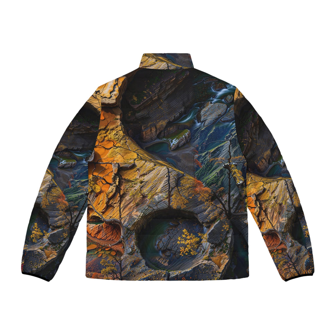Autumn Geometric Contrast - Puffer Jacket - All Over Prints - g(0D·IO) - S - Black zipper -
