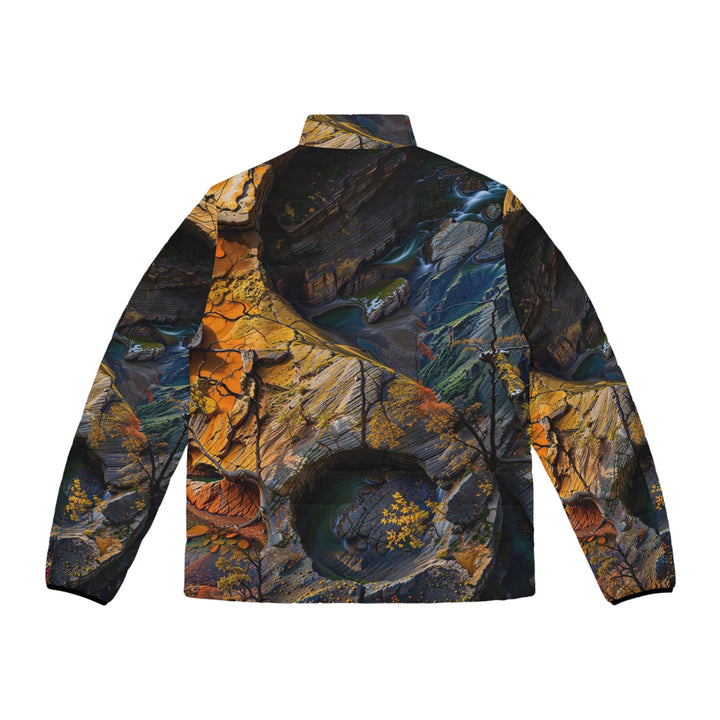 Autumn Geometric Contrast - Puffer Jacket - All Over Prints - g(0D·IO) - S - Black zipper -