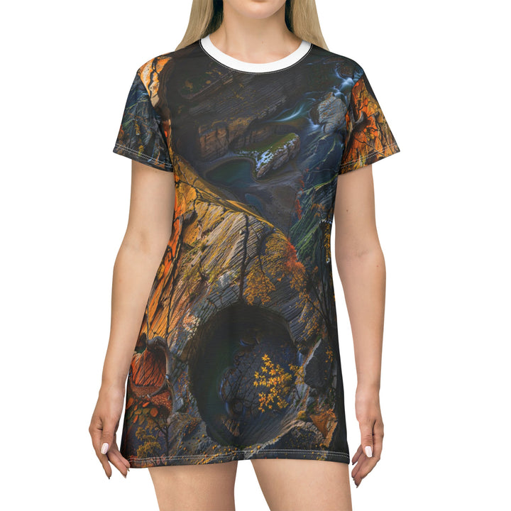 Autumn Geometric Contrast - T-Shirt Dress - All Over Prints - g(0D·IO) - XS - -