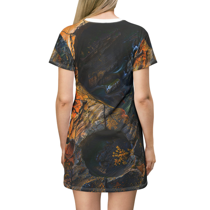 Autumn Geometric Contrast - T-Shirt Dress - All Over Prints - g(0D·IO) - XS - -