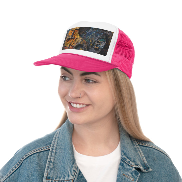 Autumn Geometric Contrast - Trucker Hat - Hats - g(0D·IO) - Pink - One size -