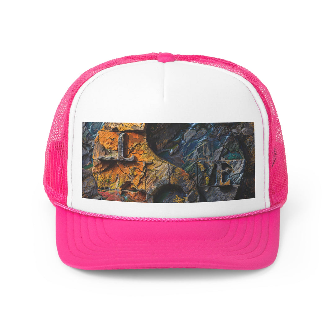 Autumn Geometric Contrast - Trucker Hat - Hats - g(0D·IO) - Pink - One size -