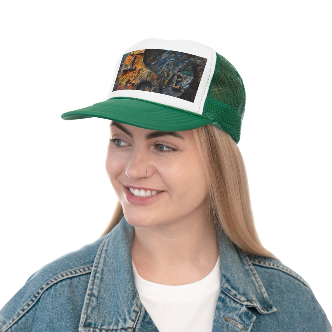 Autumn Geometric Contrast - Trucker Hat - Hats - g(0D·IO) - Pink - One size -