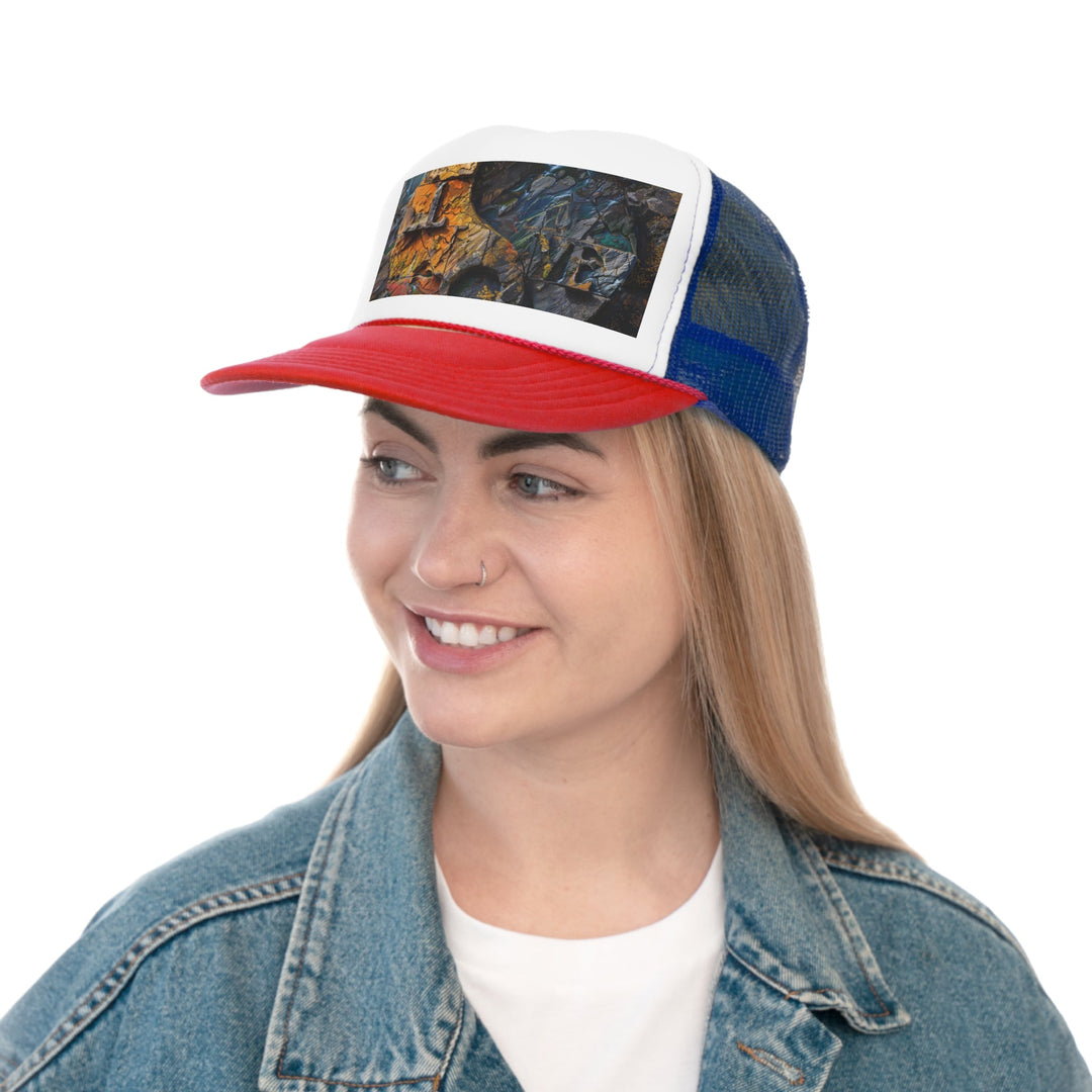 Autumn Geometric Contrast - Trucker Hat - Hats - g(0D·IO) - Pink - One size -