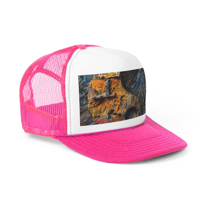 Autumn Geometric Contrast - Trucker Hat - Hats - g(0D·IO) - Pink - One size -