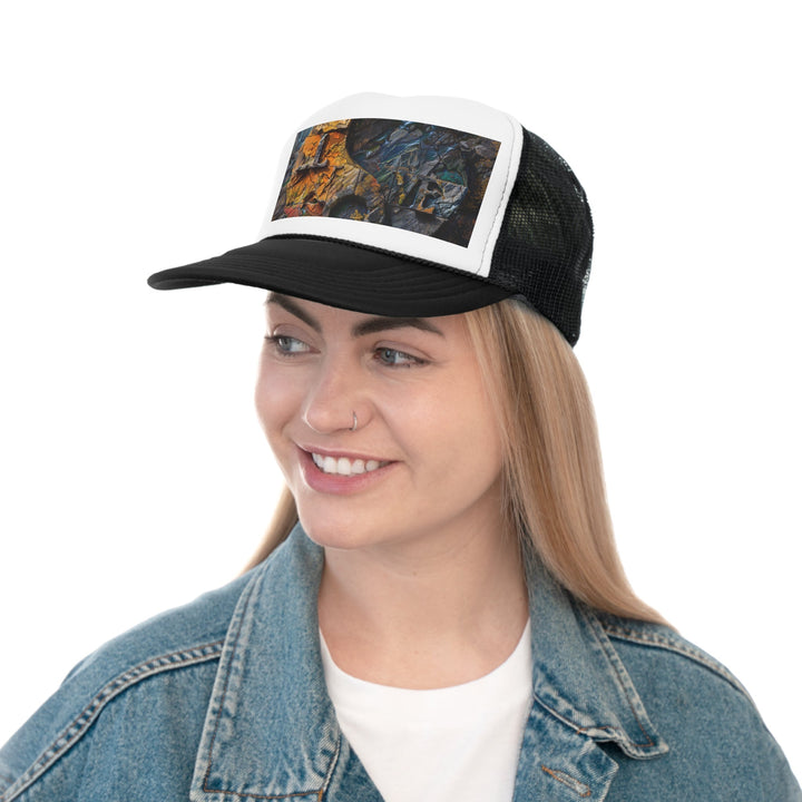 Autumn Geometric Contrast - Trucker Hat - Hats - g(0D·IO) - Pink - One size -