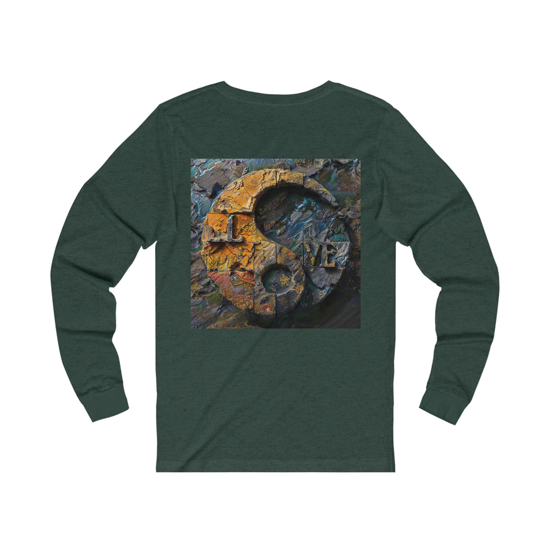 Autumn Geometric Contrast - Unisex Jersey Long Sleeve Tee - Long-sleeve - g(0D·IO) - S - Heather Forest -