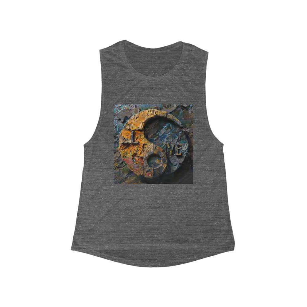 Autumn Geometric Contrast - Women's Flowy Scoop Muscle Tank - Tank Top - g(0D·IO) - S - Asphalt Slub -