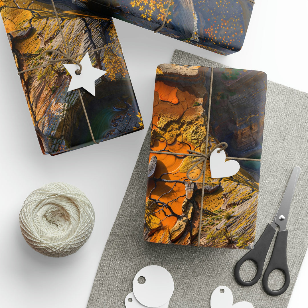 Autumn Geometric Contrast - Wrapping Paper - Home Decor - g(0D·IO) - 30" x 180" - Matte -