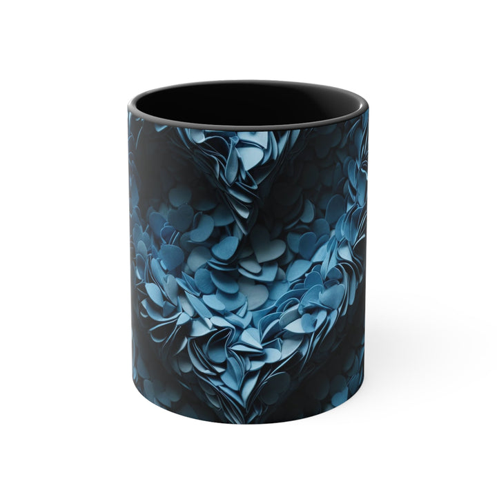 Azure Petal Heart - Accent Coffee Mug - Mug - g(0D·IO) - Black - 11oz -