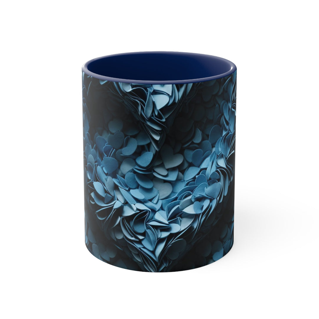 Azure Petal Heart - Accent Coffee Mug - Mug - g(0D·IO) - Navy - 11oz -