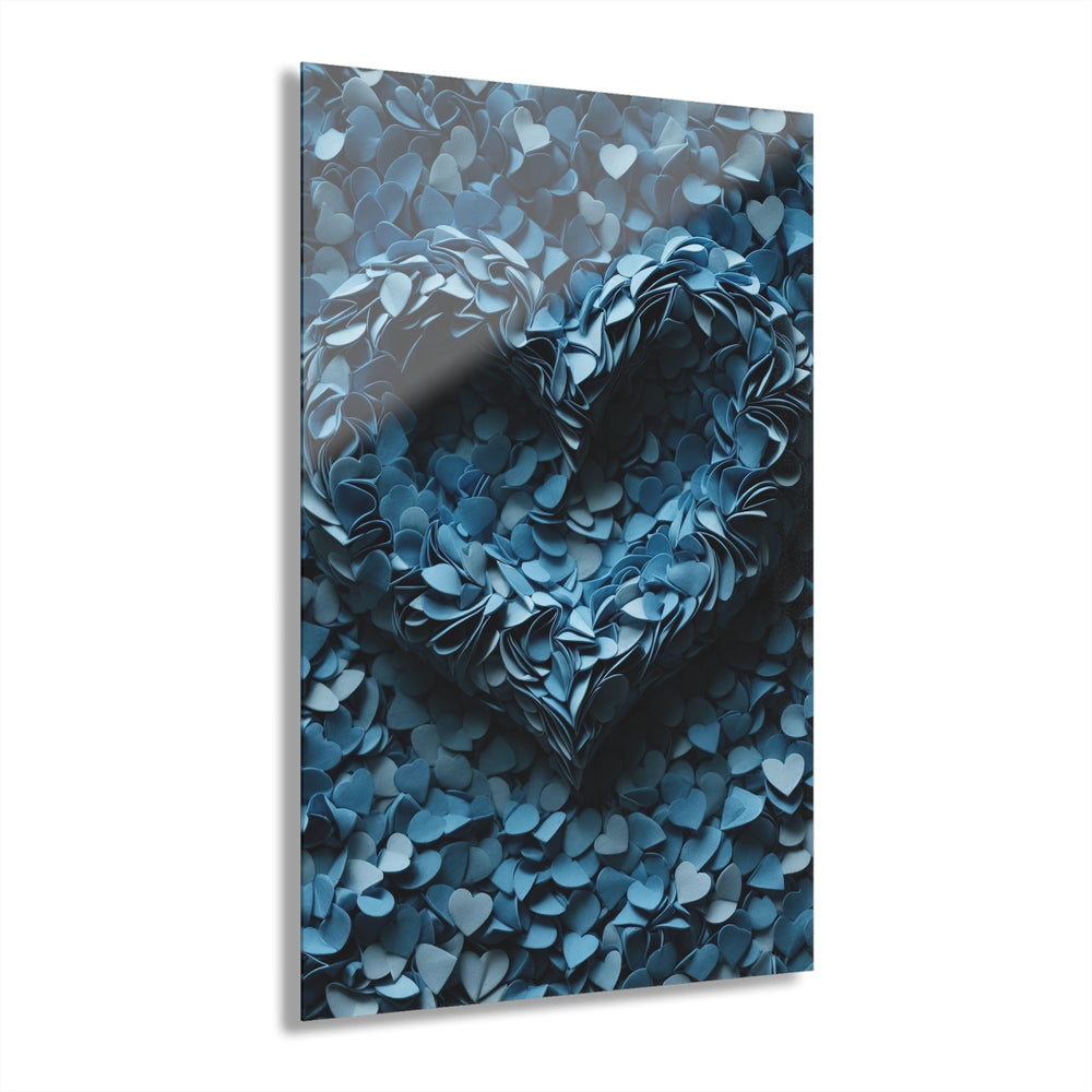 Azure Petal Heart - Acrylic Prints (French Cleat Hanging) - Home Decor - g(0D·IO) - 24" x 36" (Vertical) - 0.25'' -