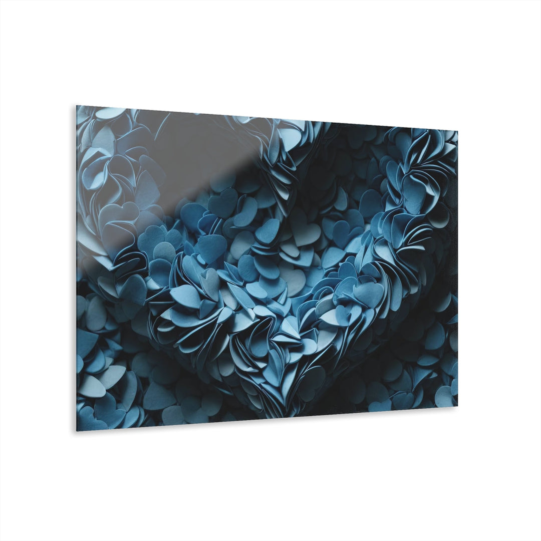 Azure Petal Heart - Acrylic Prints (French Cleat Hanging) - Home Decor - g(0D·IO) - 36" x 24" (Horizontal) - 0.25'' -