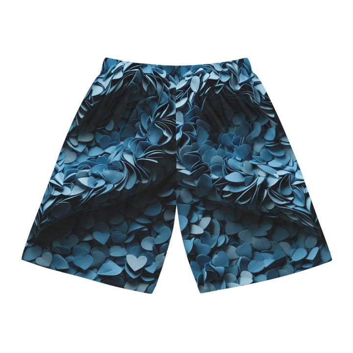 Azure Petal Heart - AOP Basketball Shorts - All Over Prints - g(0D·IO) - Seam thread color automatically matched to design - XS -