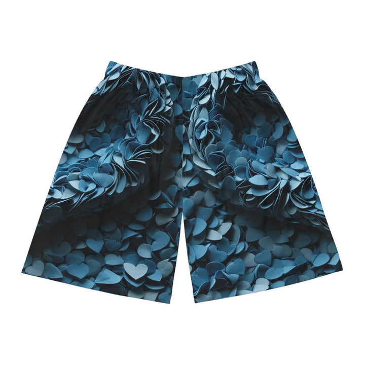 Azure Petal Heart - AOP Basketball Shorts - All Over Prints - g(0D·IO) - Seam thread color automatically matched to design - XS -