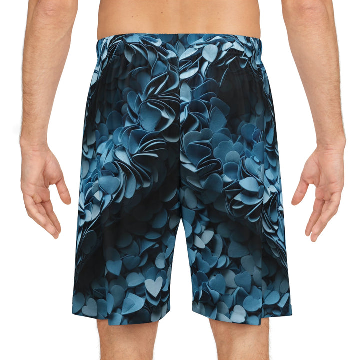 Azure Petal Heart - AOP Basketball Shorts - All Over Prints - g(0D·IO) - Seam thread color automatically matched to design - XS -