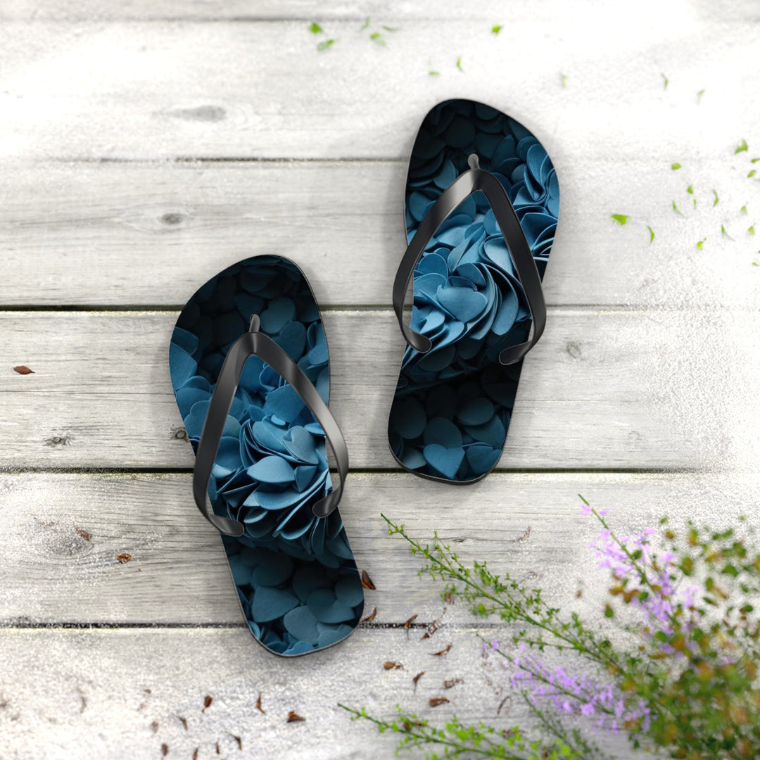 Azure Petal Heart - Flip Flops - Shoes - g(0D·IO) - XL - Black sole -