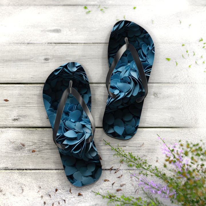 Azure Petal Heart - Flip Flops - Shoes - g(0D·IO) - XL - Black sole -