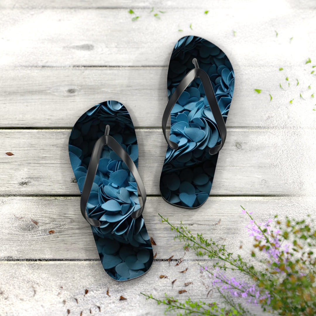 Azure Petal Heart - Flip Flops - Shoes - g(0D·IO) - XL - Black sole -