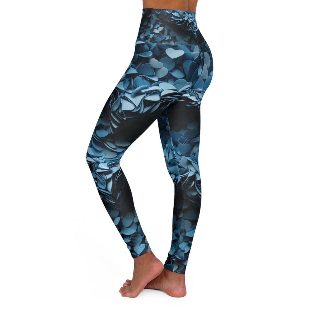 Azure Petal Heart - High Waisted AOP Yoga Leggings - All Over Prints - g(0D·IO) - XS - -