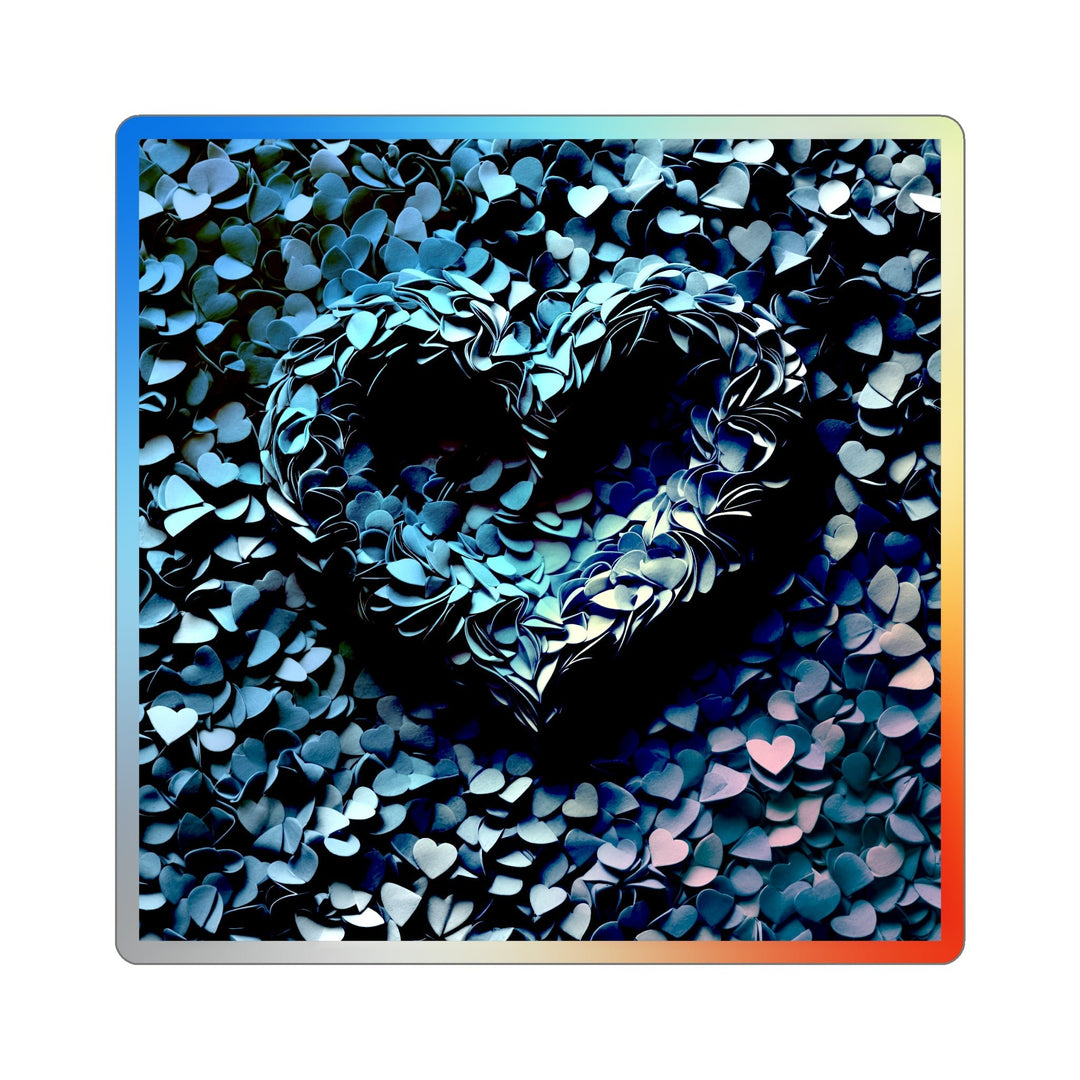 Azure Petal Heart - Holographic Die-Cut Sticker - Paper products - g(0D·IO) - 6" × 6" - Die-Cut - Holographic