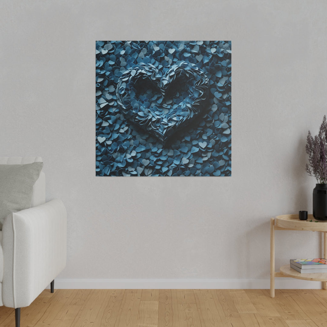 Azure Petal Heart - Matte Canvas - Canvas - g(0D·IO) - 32" x 32" (Square) - 0.75'' -